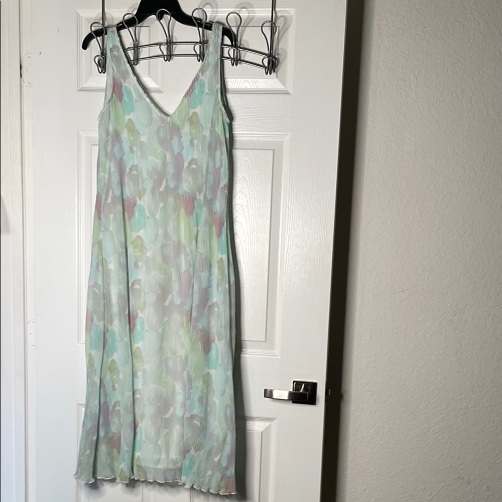 GANNI watercolor Pastel floral tank ribbed maxi Dress